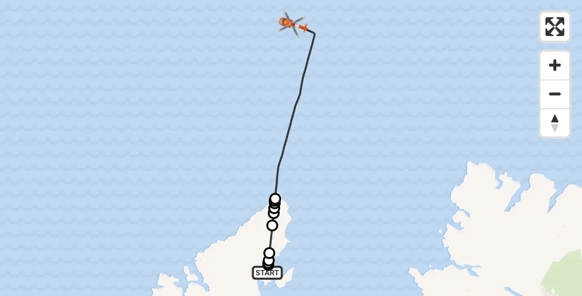 Flight route Coastguard Helicopter Àird Thunga - North Atlantic Ocean, 13 June 2026, 13:00