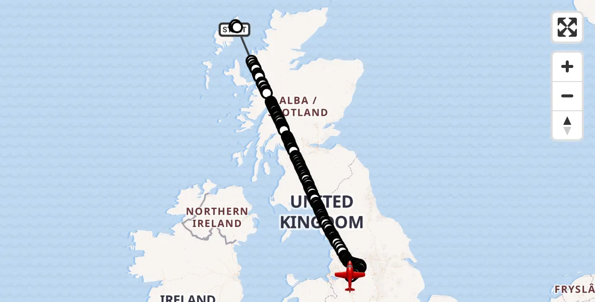 Flight route Air Ambulance Aircraft Col Uarach - Manchester Airport, 13 June 2026, 13:06