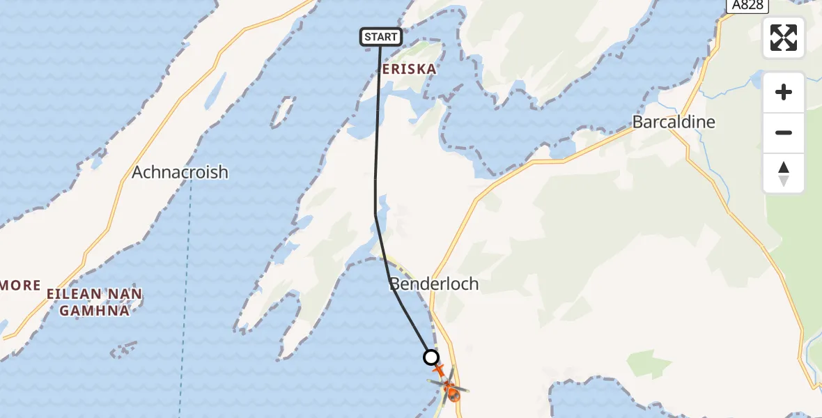 Flight route Coastguard Helicopter Inner Seas - Benderloch, 13 June 2026, 13:23
