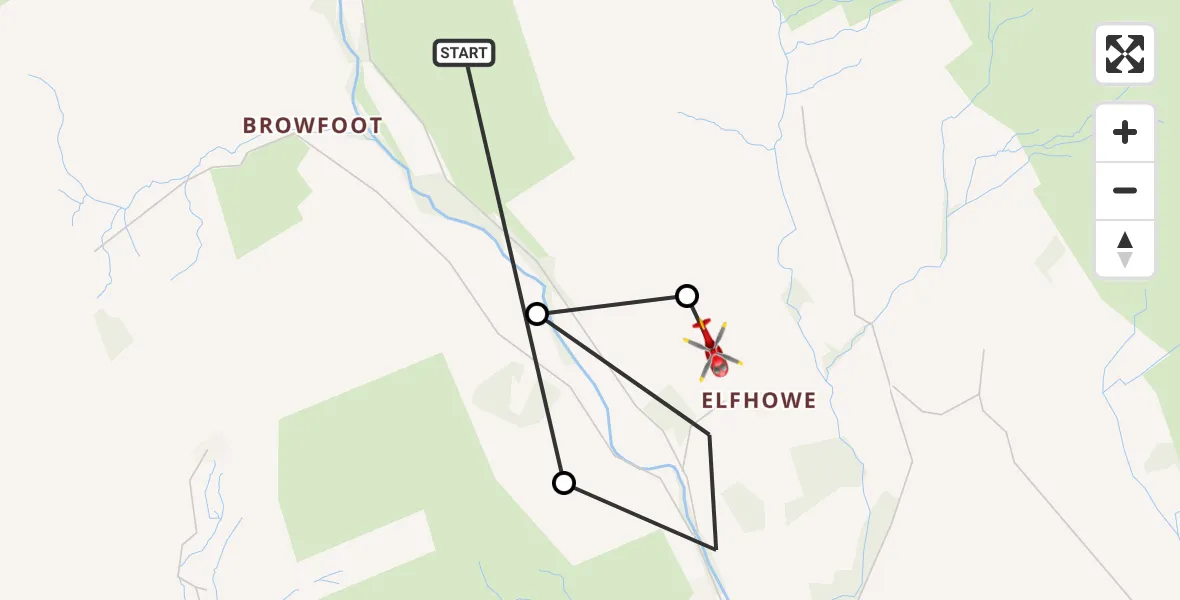Flight route Air Ambulance Helicopter Kentmere - Staveley, 13 June 2026, 13:49
