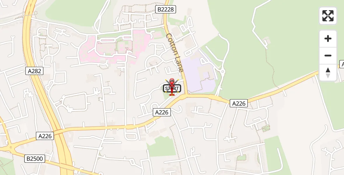 Flight route Air Ambulance Helicopter Dartford - Dartford, 13 June 2026, 15:11