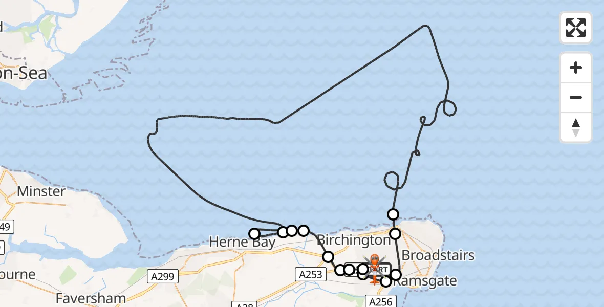 Flight route Coastguard Helicopter Manston Airport - Manston Airport, 13 June 2026, 15:39