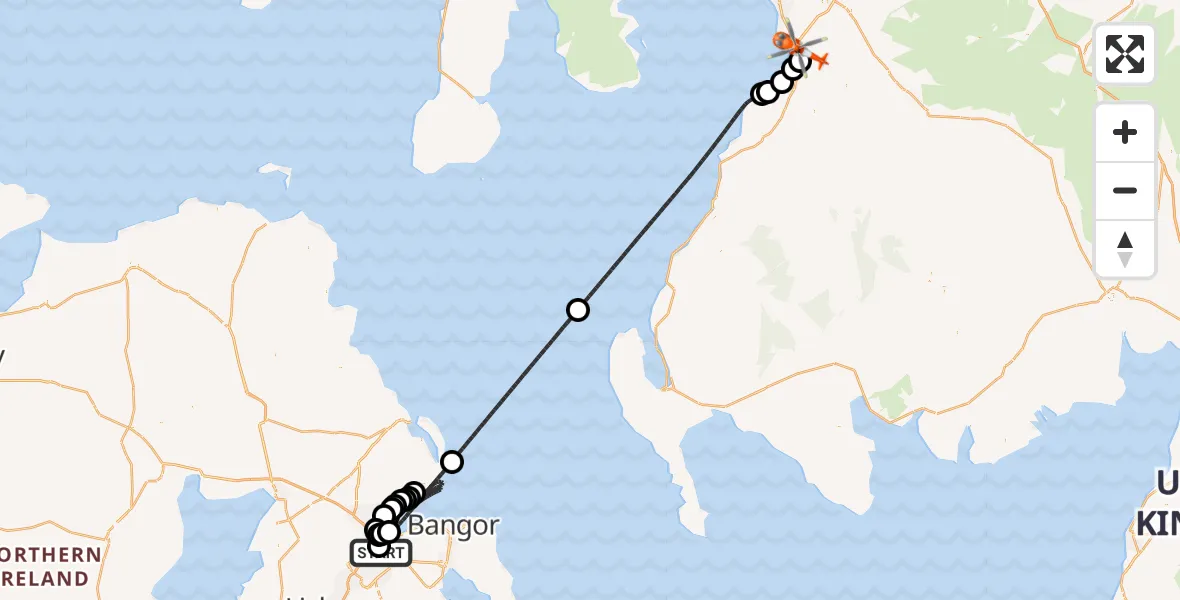 Flight route Coastguard Helicopter George Best Belfast City Airport - Glasgow Prestwick Airport, 13 June 2026, 16:59