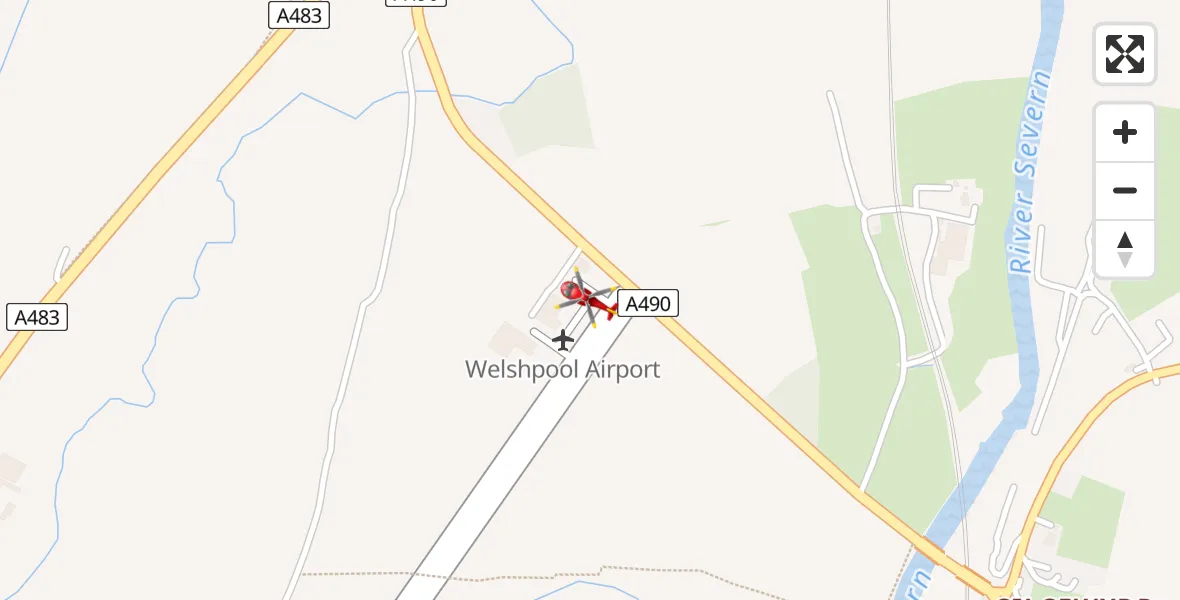Flight route Air Ambulance Helicopter Welshpool Airport - Welshpool Airport, 13 June 2026, 21:35