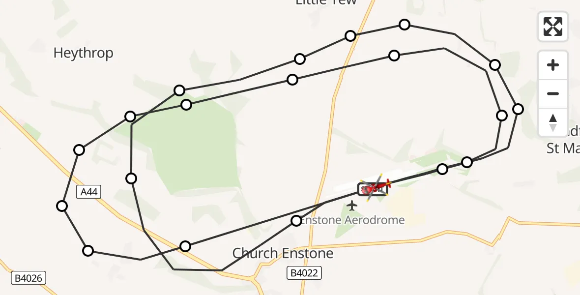 Flight route Air Ambulance Helicopter Enstone Aerodrome - Enstone Aerodrome, 14 June 2026, 09:46
