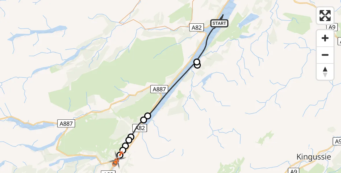 Flight route Coastguard Helicopter Loch Ness - Invergarry, 14 June 2026, 09:49