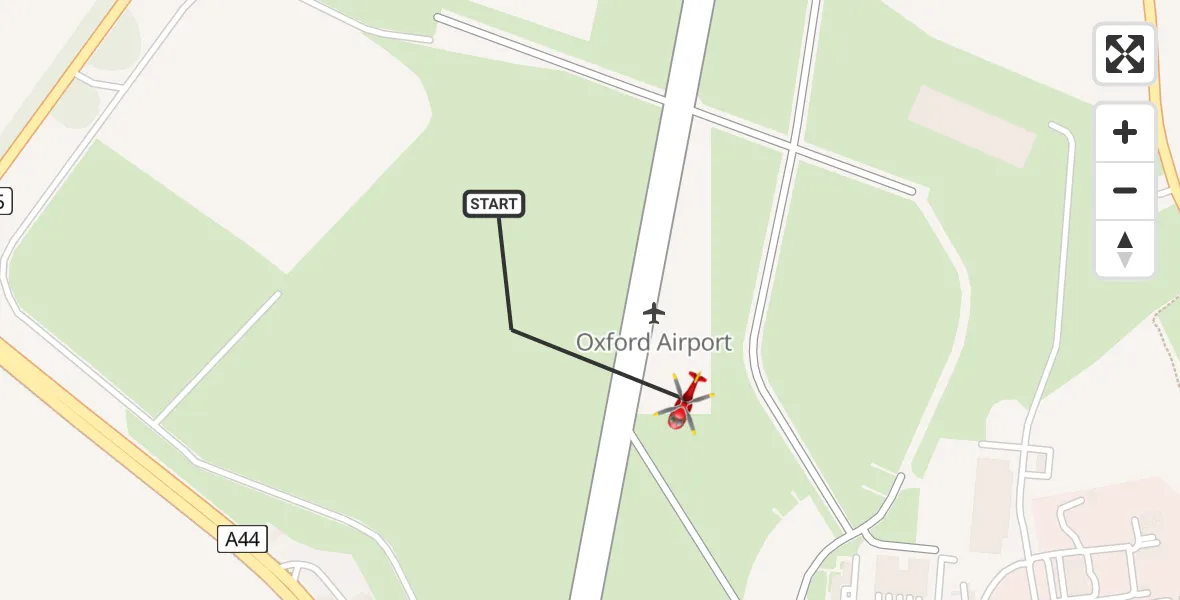 Flight route Air Ambulance Helicopter London Oxford Airport - London Oxford Airport, 14 June 2026, 10:26