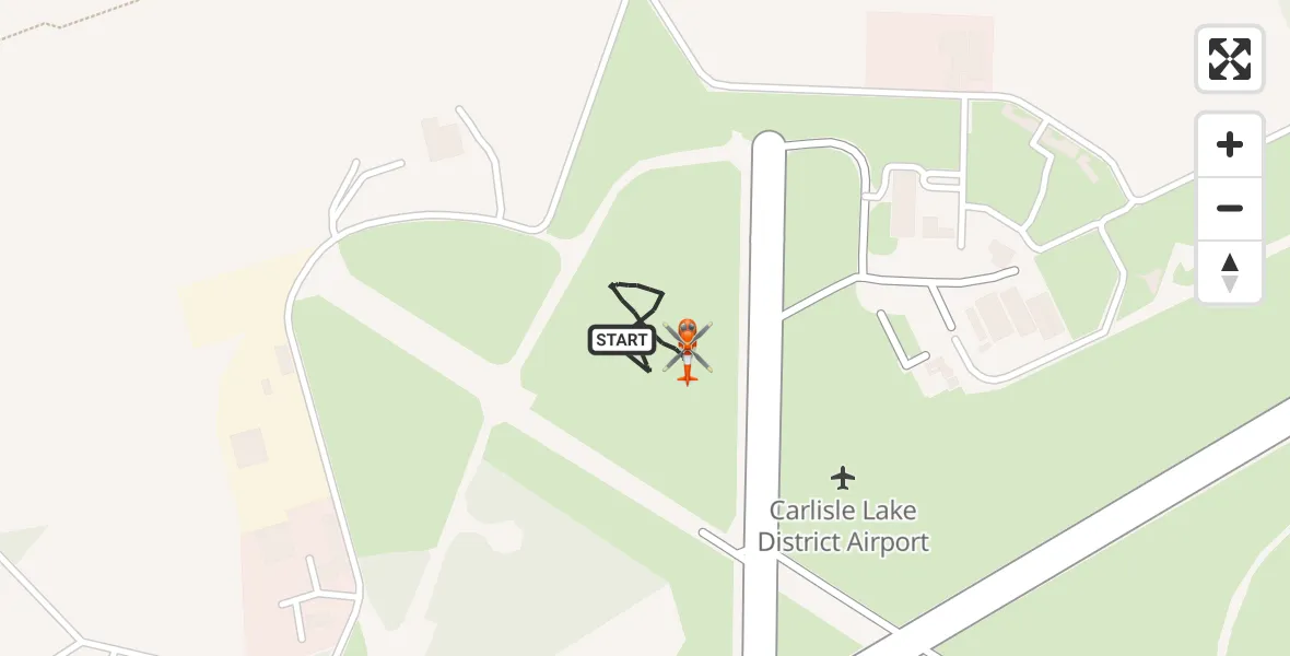 Flight route Coastguard Helicopter Carlisle Lake District Airport - Carlisle Lake District Airport, 14 June 2026, 10:42