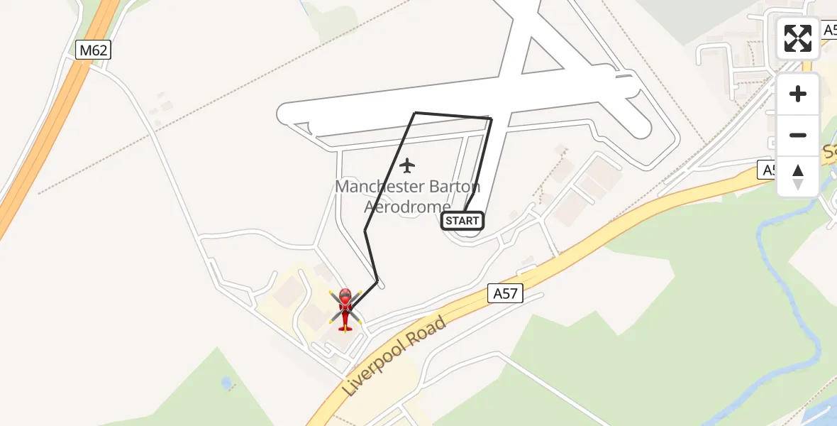 Flight route Air Ambulance Helicopter Manchester Barton Aerodrome - Manchester Barton Aerodrome, 14 June 2026, 12:41