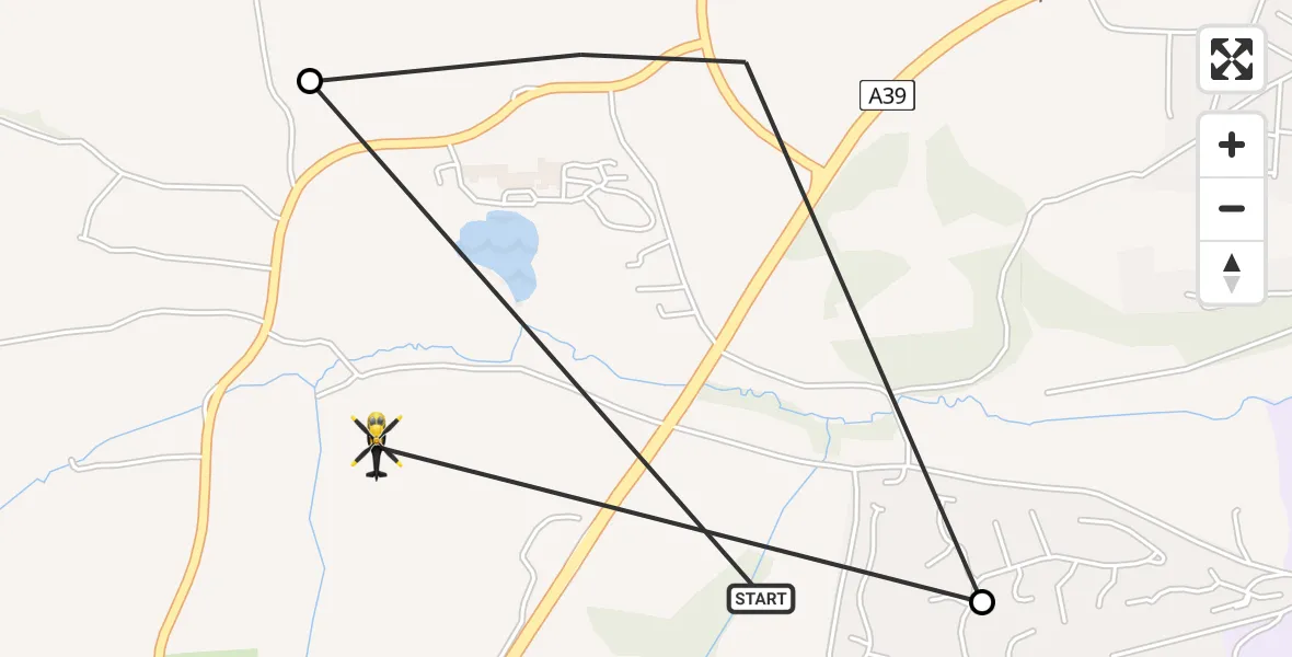 Flight route Police Helicopter Bideford - Bideford, 14 June 2026, 13:52