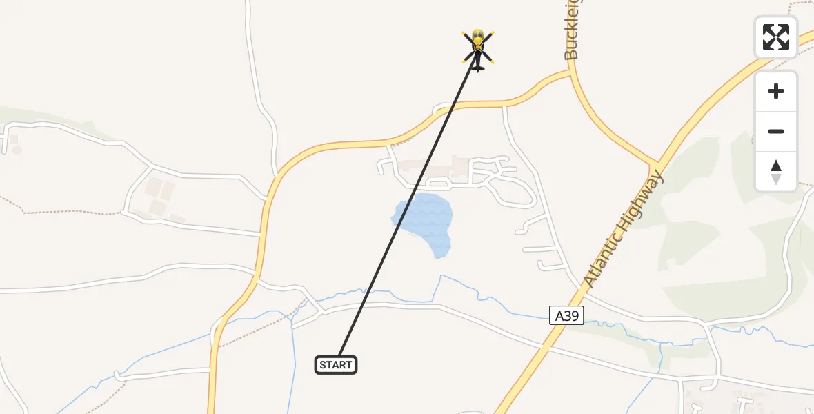 Flight route Police Helicopter Bideford - Abbotsham, 14 June 2026, 13:55