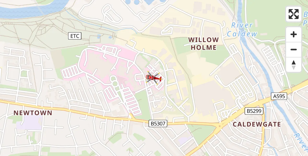 Flight route Air Ambulance Helicopter Carlisle General - Carlisle General, 14 June 2026, 18:10