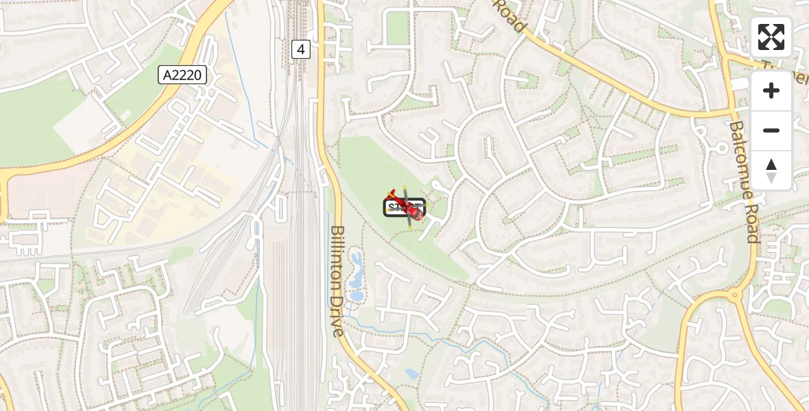 Flight route Air Ambulance Helicopter Crawley - Crawley, 14 June 2026, 18:56