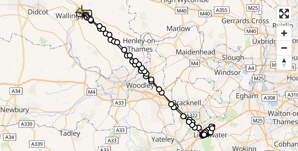 Flight route Police Helicopter RAF Benson - Benson, 14 June 2026, 22:20