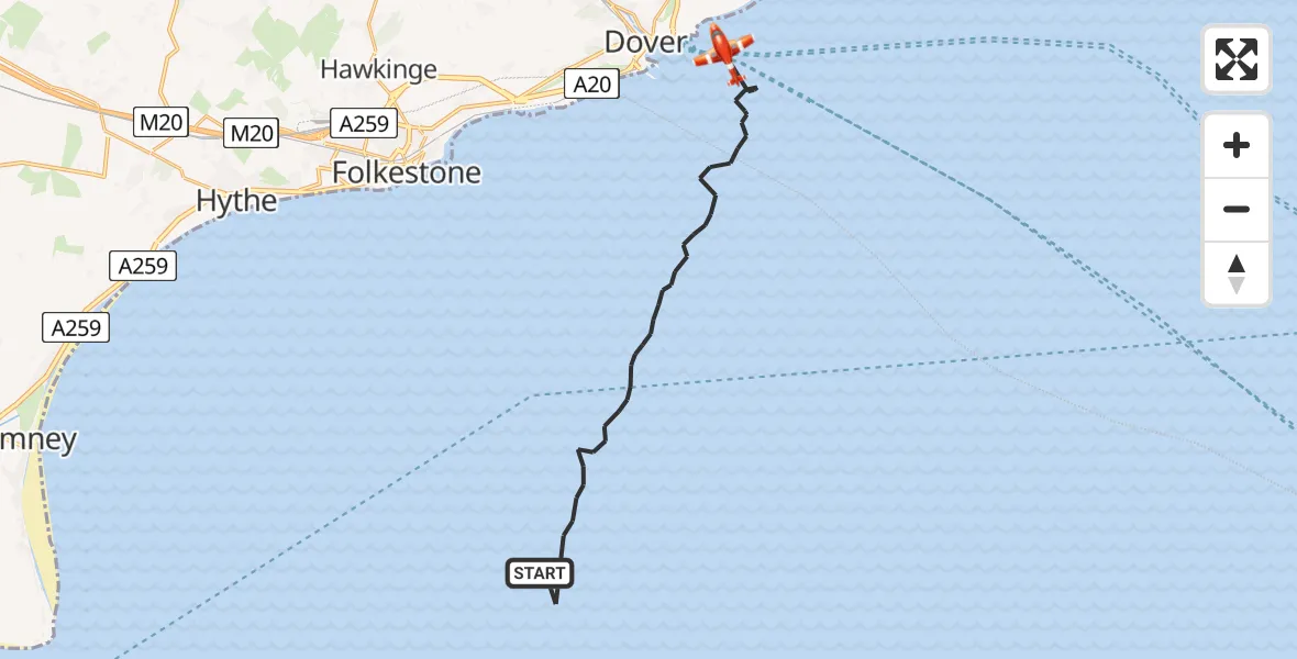 Flight route Coastguard Drone English Channel - English Channel, 15 June 2026, 05:45