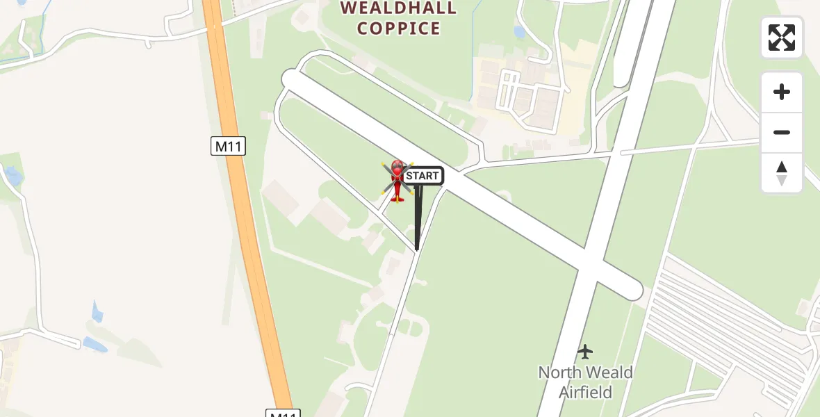 Flight route Air Ambulance Helicopter North Weald Airfield - North Weald Airfield, 15 June 2026, 07:37