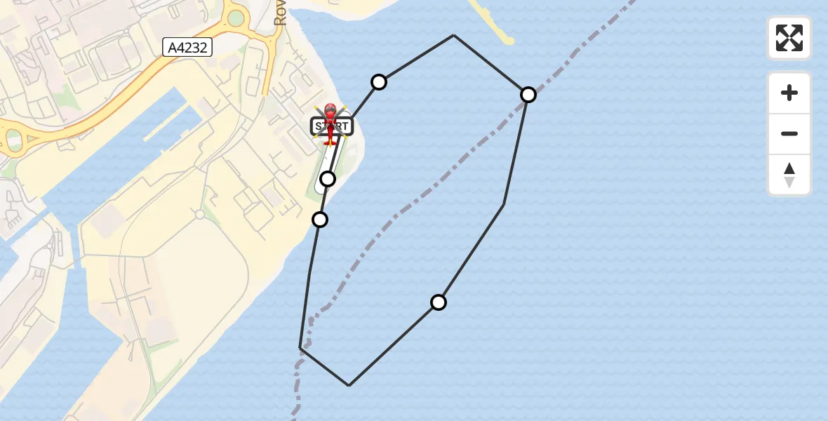 Flight route Air Ambulance Helicopter Cardiff Heliport - Cardiff Heliport, 15 June 2026, 10:08
