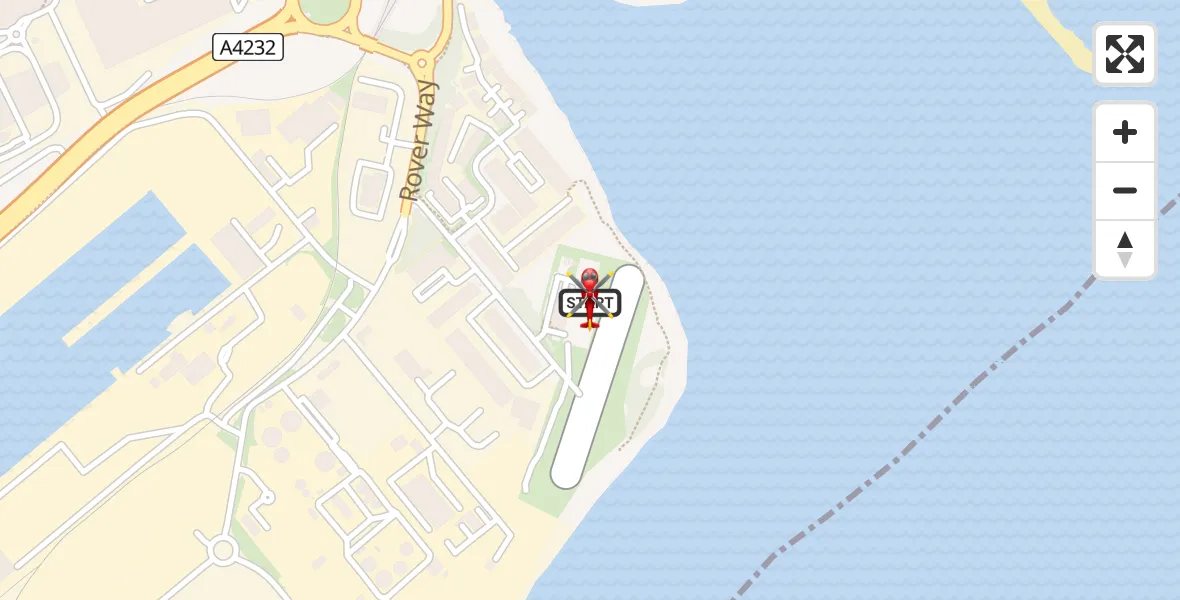 Flight route Air Ambulance Helicopter Cardiff Heliport - Cardiff Heliport, 15 June 2026, 10:16