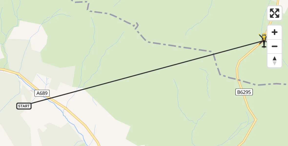 Flight route Police Helicopter Stanhope - Allenheads, 15 June 2026, 12:42