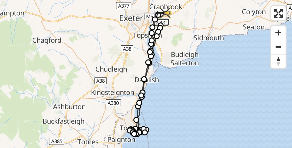 Flight route Police Helicopter Clyst Honiton - Exeter International Airport, 15 June 2026, 13:23