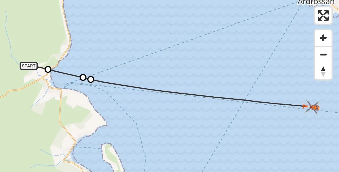 Flight route Coastguard Helicopter Brodick - Inner Seas, 15 June 2026, 15:30