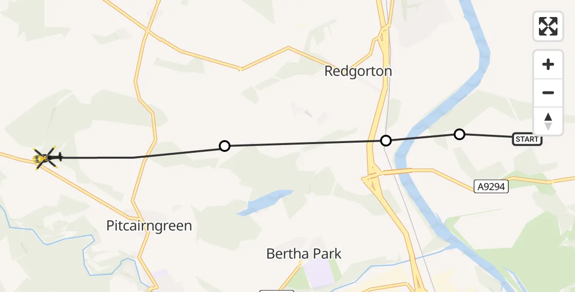 Flight route Police Helicopter Perth - Pitcairngreen, 15 June 2026, 17:24