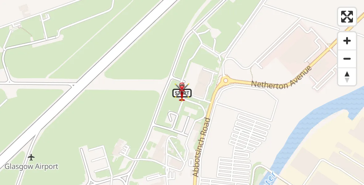 Flight route Air Ambulance Helicopter Glasgow Airport - Glasgow Airport, 16 June 2026, 09:59