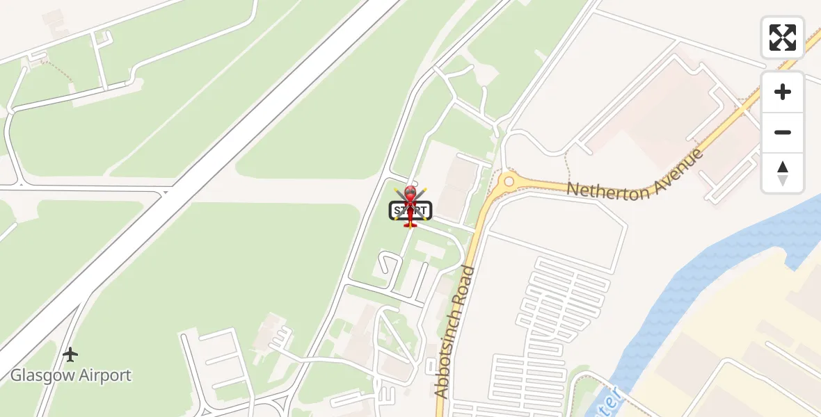 Flight route Air Ambulance Helicopter Glasgow Airport - Glasgow Airport, 16 June 2026, 10:38