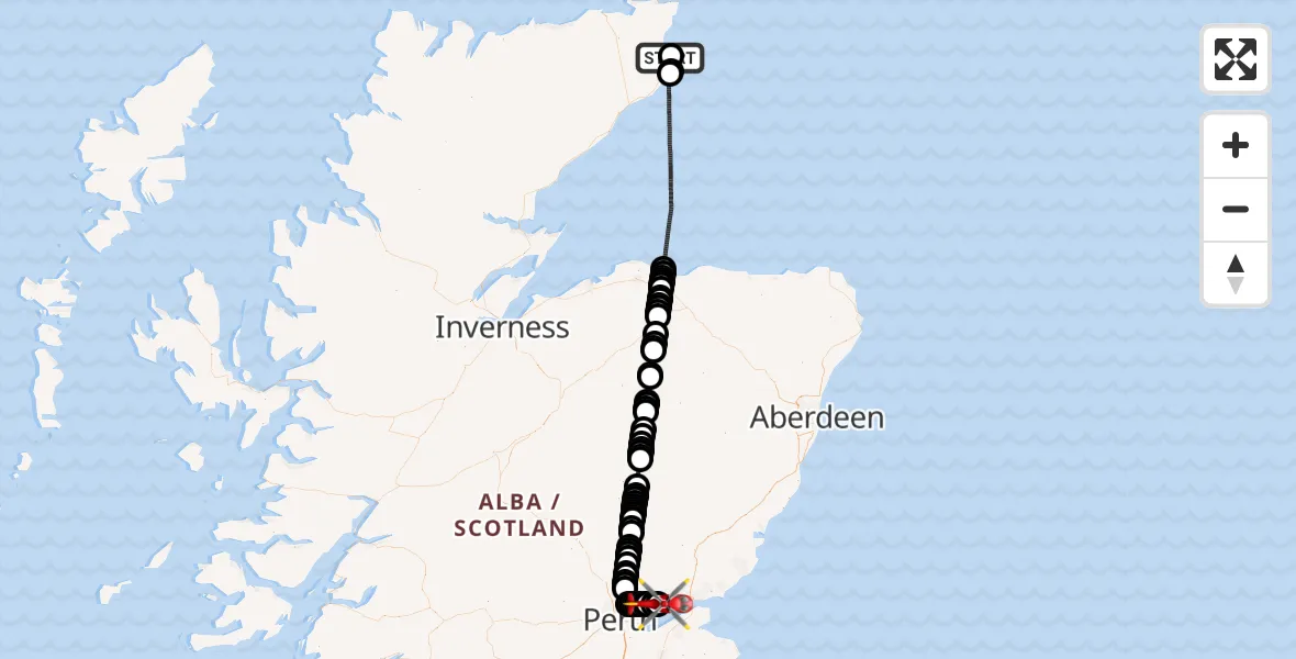 Flight route Air Ambulance Helicopter Wick John O'Groats Airport - Inchture, 16 June 2026, 10:56