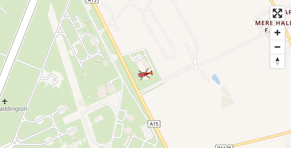 Flight route Air Ambulance Helicopter RAF Waddington - RAF Waddington, 16 June 2026, 12:30