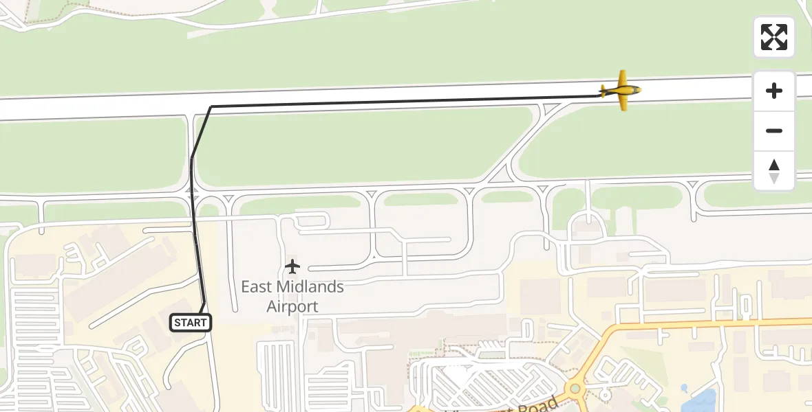 Flight route Police Aircraft East Midlands Airport - East Midlands Airport, 16 June 2026, 13:36