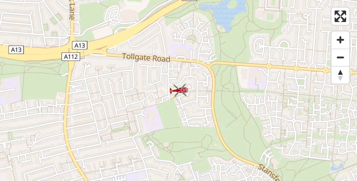 Flight route Air Ambulance Helicopter Beckton - Beckton, 16 June 2026, 16:47