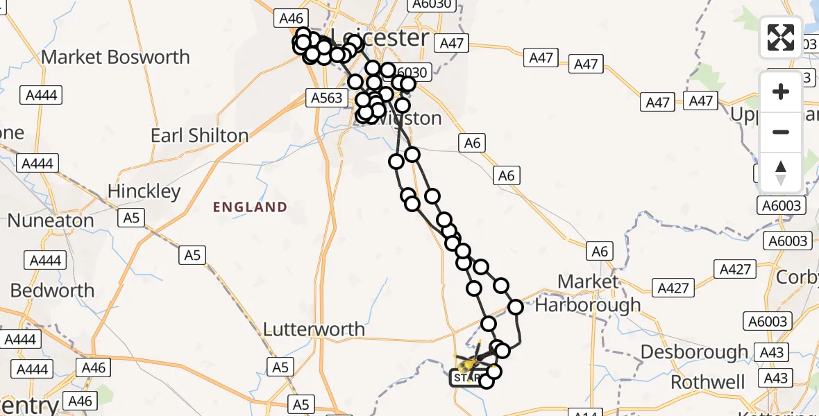 Flight route Police Helicopter Welford - Sulby, 16 June 2026, 16:49