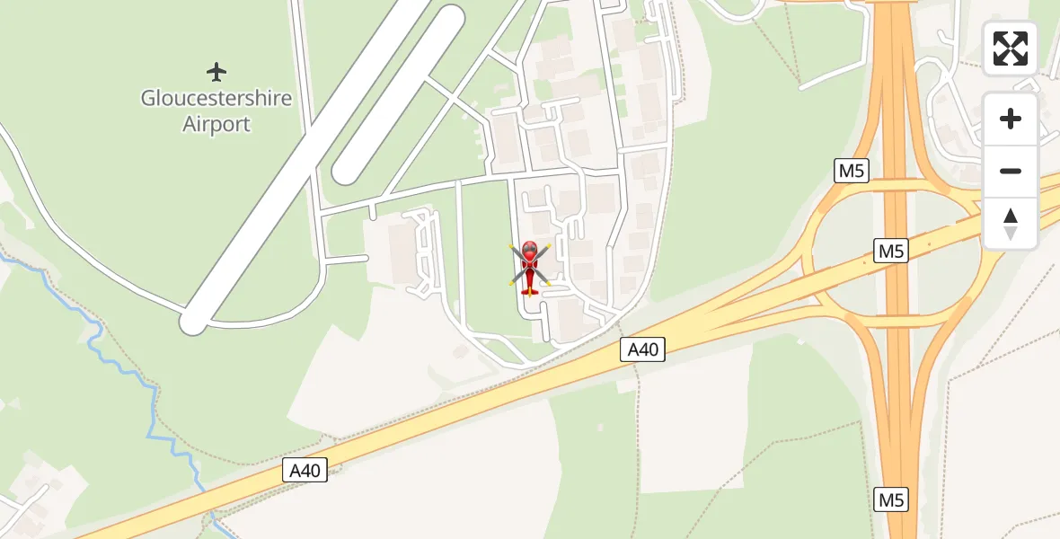 Flight route Air Ambulance Helicopter Gloucestershire Airport - Gloucestershire Airport, 16 June 2026, 17:04