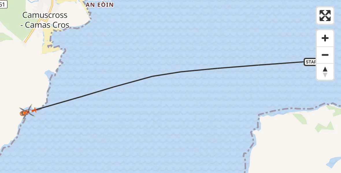 Flight route Coastguard Helicopter Inner Seas - Inner Seas, 16 June 2026, 18:25