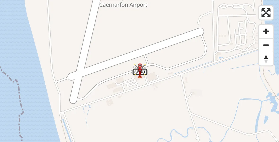 Flight route Air Ambulance Helicopter Caernarfon Airport - Caernarfon Airport, 16 June 2026, 18:36
