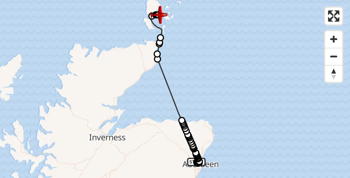Flight route Air Ambulance Aircraft Bankhead - Greenigoe, 16 June 2026, 19:03