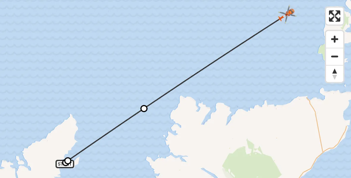 Flight route Coastguard Helicopter Stornoway Airport - North Atlantic Ocean, 16 June 2026, 22:11