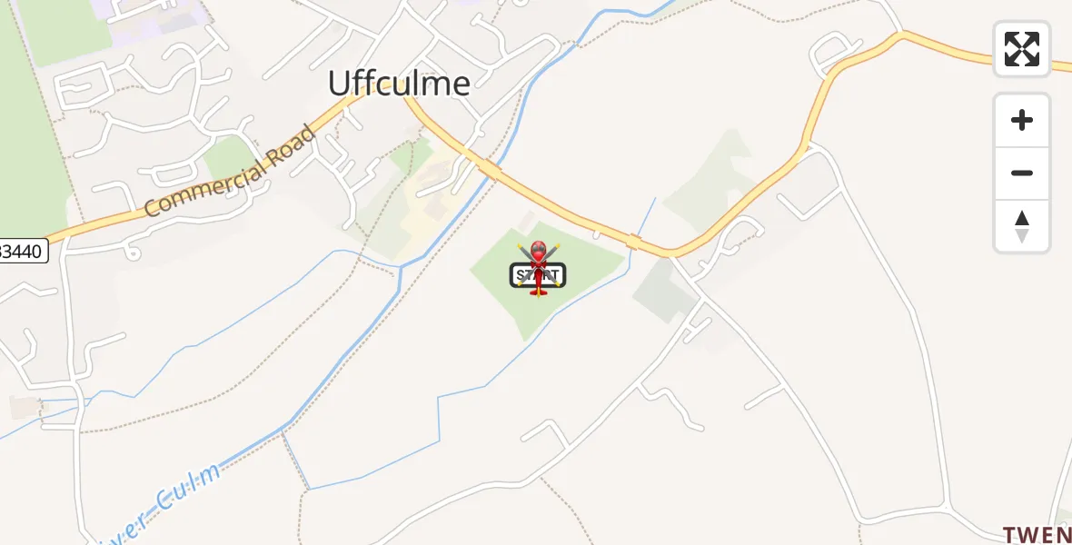 Flight route Air Ambulance Helicopter Uffculme - Uffculme, 17 June 2026, 07:30