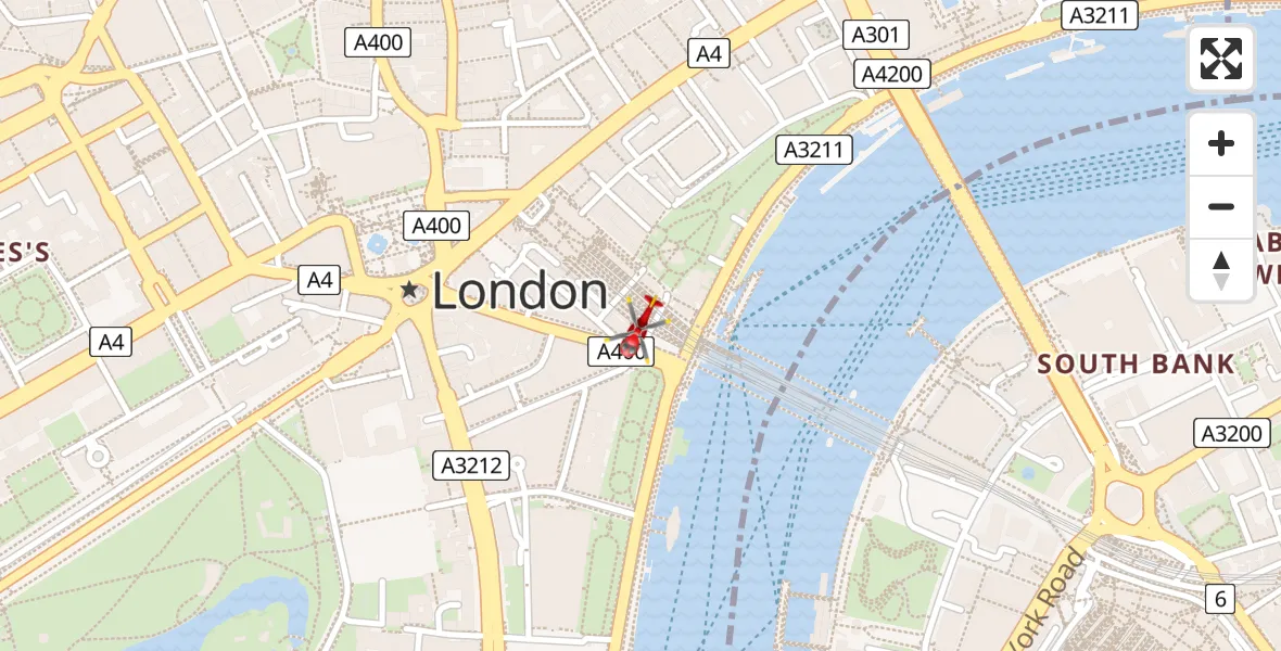 Flight route Air Ambulance Helicopter City of Westminster - City of Westminster, 17 June 2026, 10:56