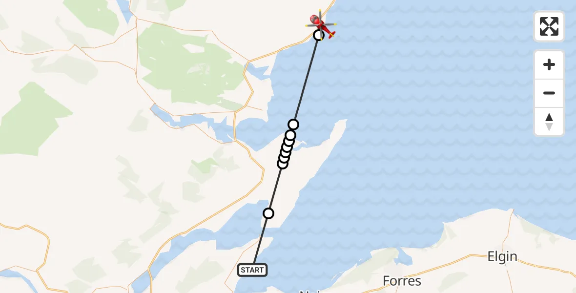 Flight route Air Ambulance Helicopter Cromarty - Brora, 17 June 2026, 11:36