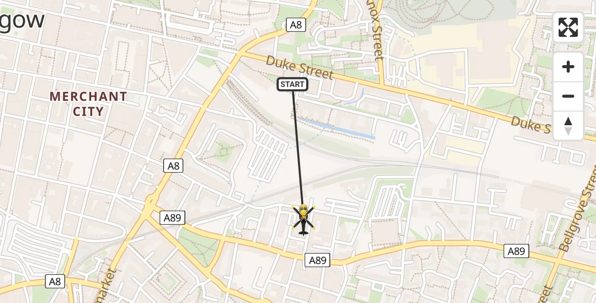 Flight route Police Helicopter Glasgow - Glasgow, 17 June 2026, 12:44
