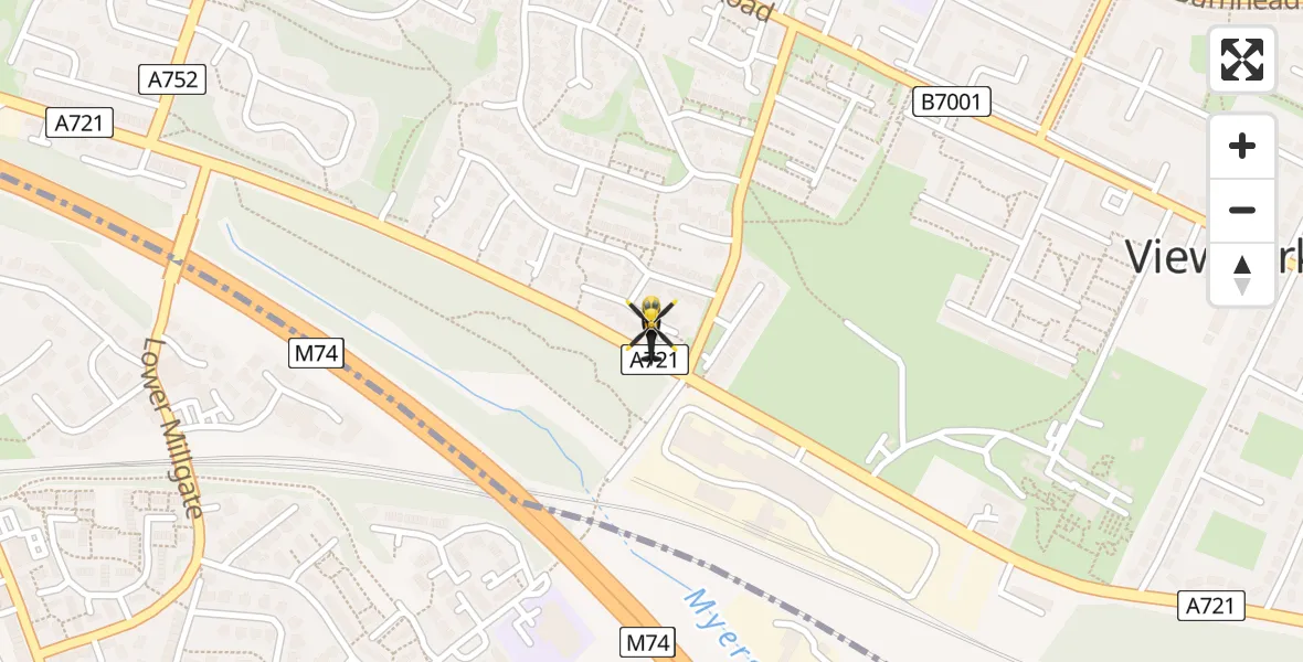 Flight route Police Helicopter Viewpark - Viewpark, 17 June 2026, 12:57