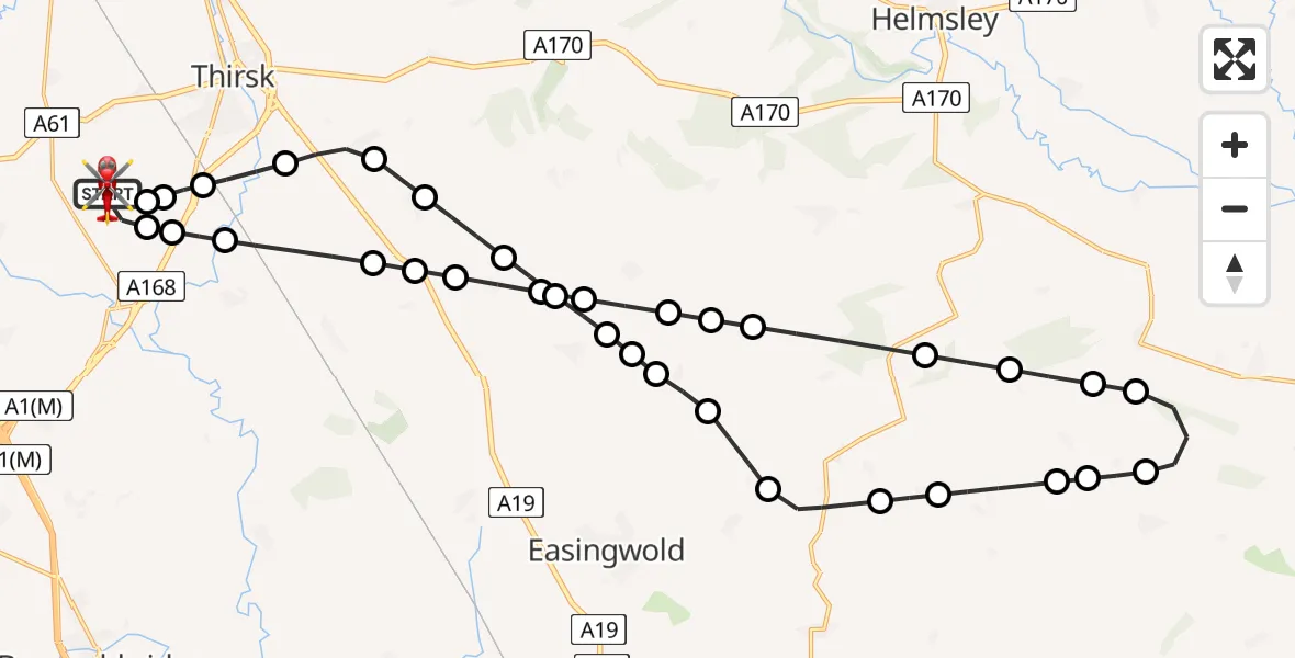 Flight route Air Ambulance Helicopter RAF Topcliffe - RAF Topcliffe, 17 June 2026, 13:11