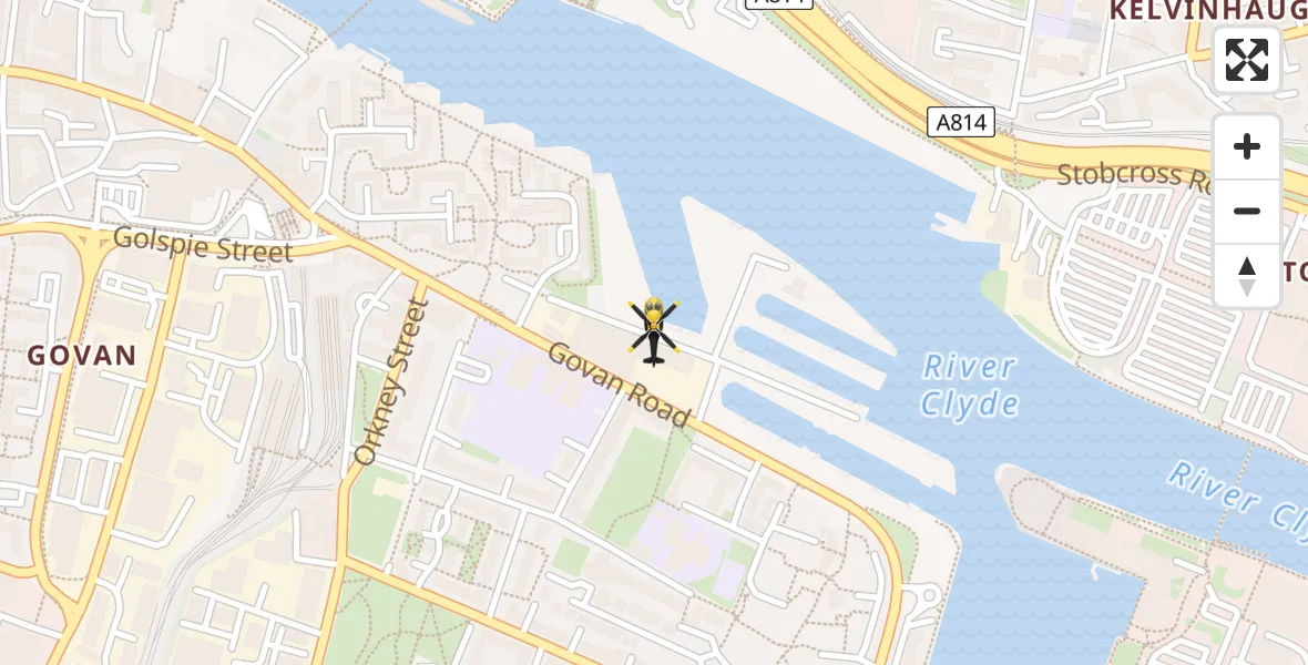 Flight route Police Helicopter Glasgow City Heliport - Glasgow City Heliport, 17 June 2026, 13:47