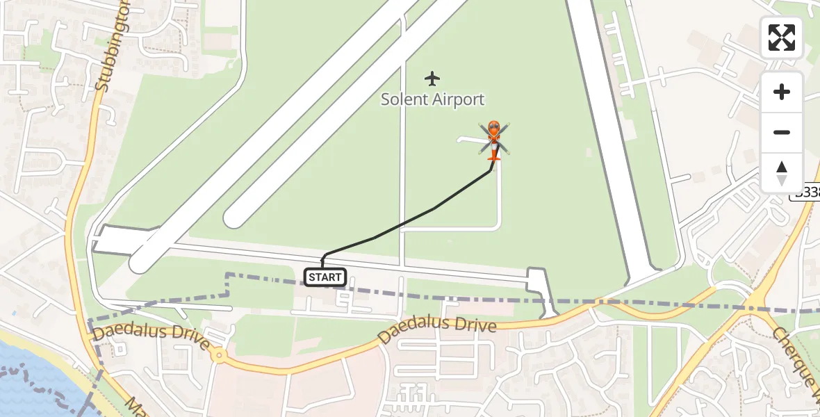 Flight route Coastguard Helicopter Solent Airport - Solent Airport, 17 June 2026, 13:50