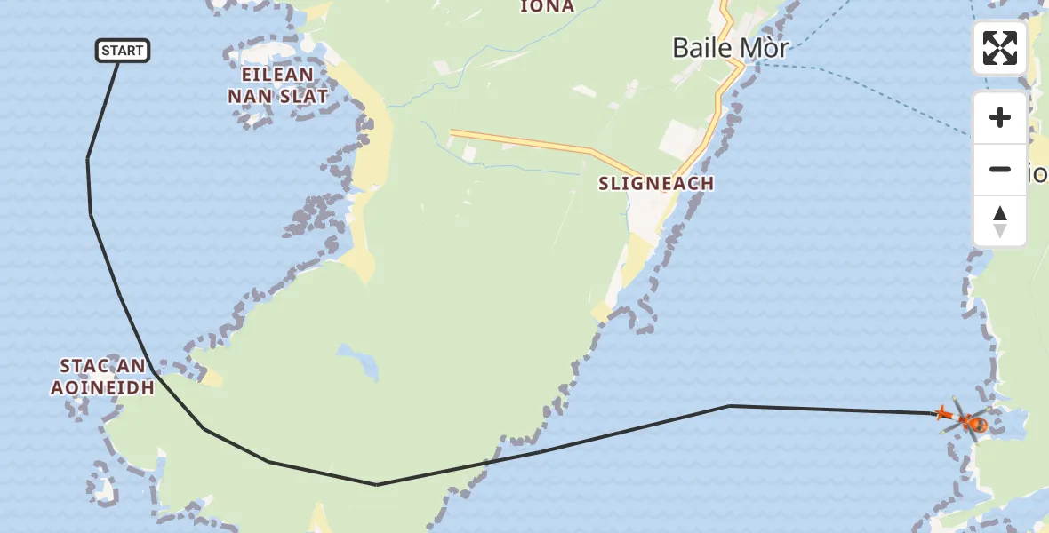 Flight route Coastguard Helicopter Inner Seas - Inner Seas, 17 June 2026, 14:53