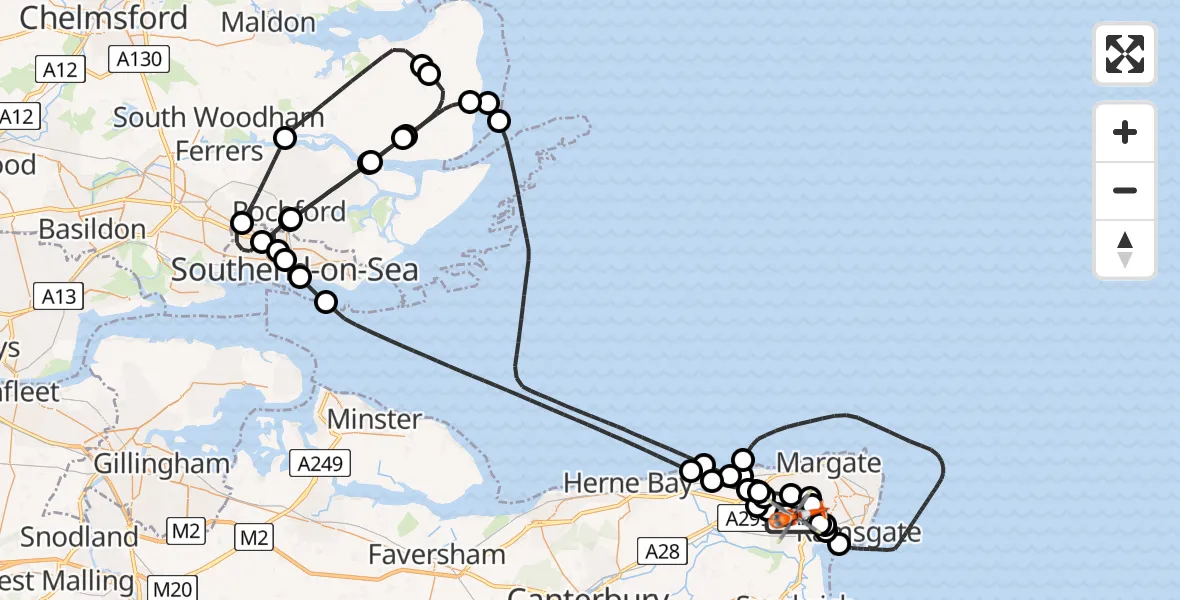 Flight route Coastguard Helicopter Manston Airport - Manston Airport, 17 June 2026, 15:07