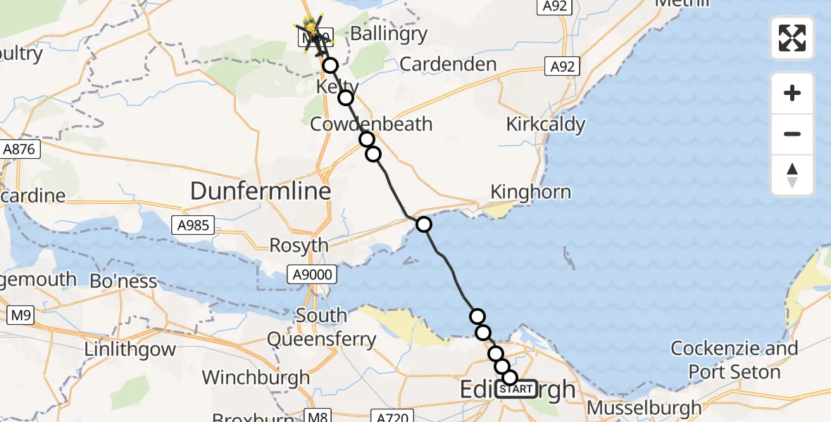 Flight route Police Helicopter New Town/Broughton - Lochran, 17 June 2026, 15:23
