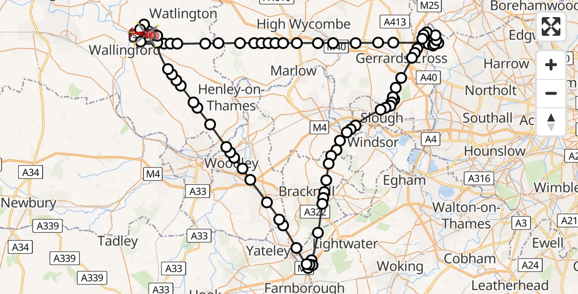 Flight route Air Ambulance Helicopter RAF Benson - RAF Benson, 17 June 2026, 15:35